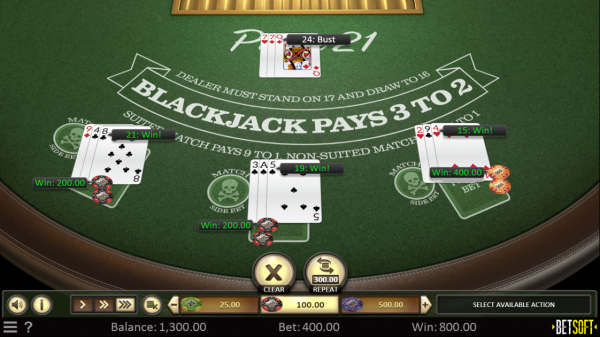 Pirate 21 is a unique blackjack variant developed by Betsoft